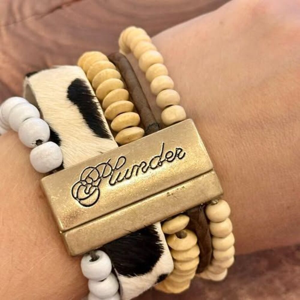 Plunder Design Cowhide Multi-Strand Beaded Bracelet